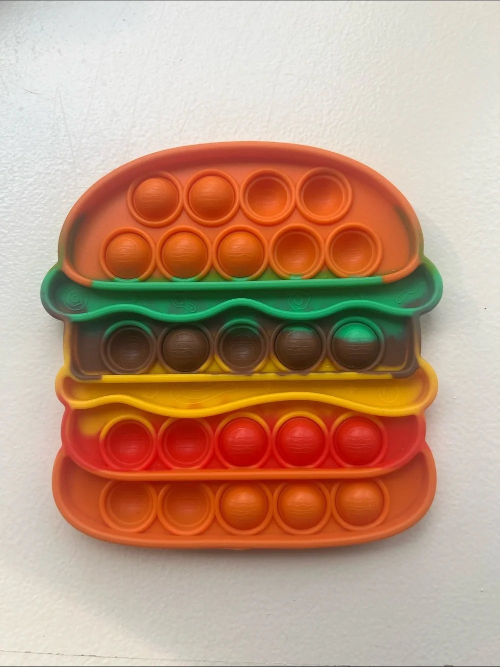 Kids Silicone Pop Fidget Toy - Rainbow Burger Design